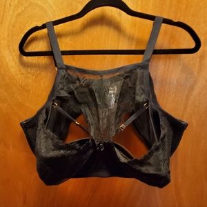 EUC Lane Bryant 46DD high neck lace inset unlined balconette bra